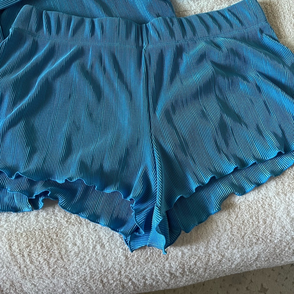 Colsie Blue Ribbed Pajama Set - Picture 2 of 6